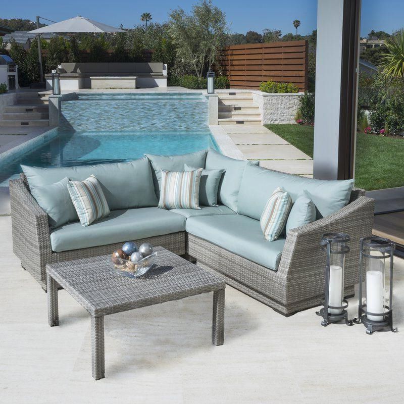 Most Recently Released Castelli 4 Piece Rattan Sectional Seating Group With Sunbrellacushions Within 4 Piece Outdoor Seating Patio Sets (View 5 of 15)