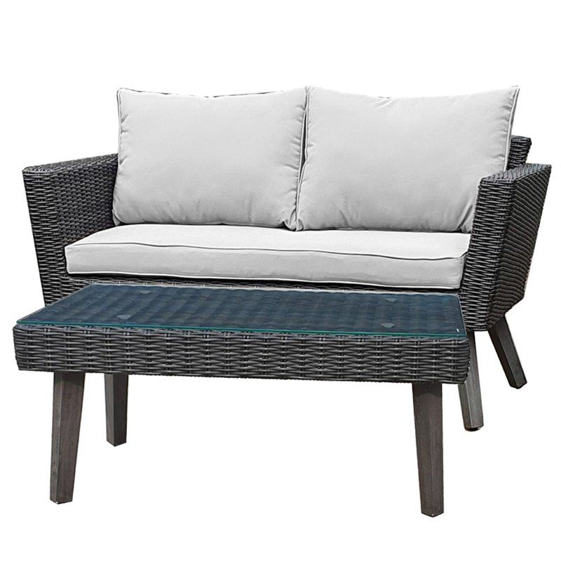 Most Recently Released Dukap Kotka 2 Piece Wicker Patio Sofa Seating Set With Cushions In Dark Intended For 2 Piece Outdoor Wicker Sectional Sofa Sets (View 1 of 15)