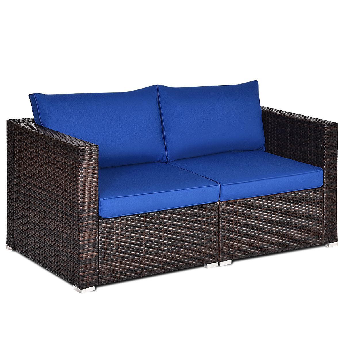 Most Recently Released Patiojoy 2 Piece Patio Wicker Corner Sofa Set Rattan Loveseat With Inside 2 Piece Outdoor Wicker Sectional Sofa Sets (View 7 of 15)