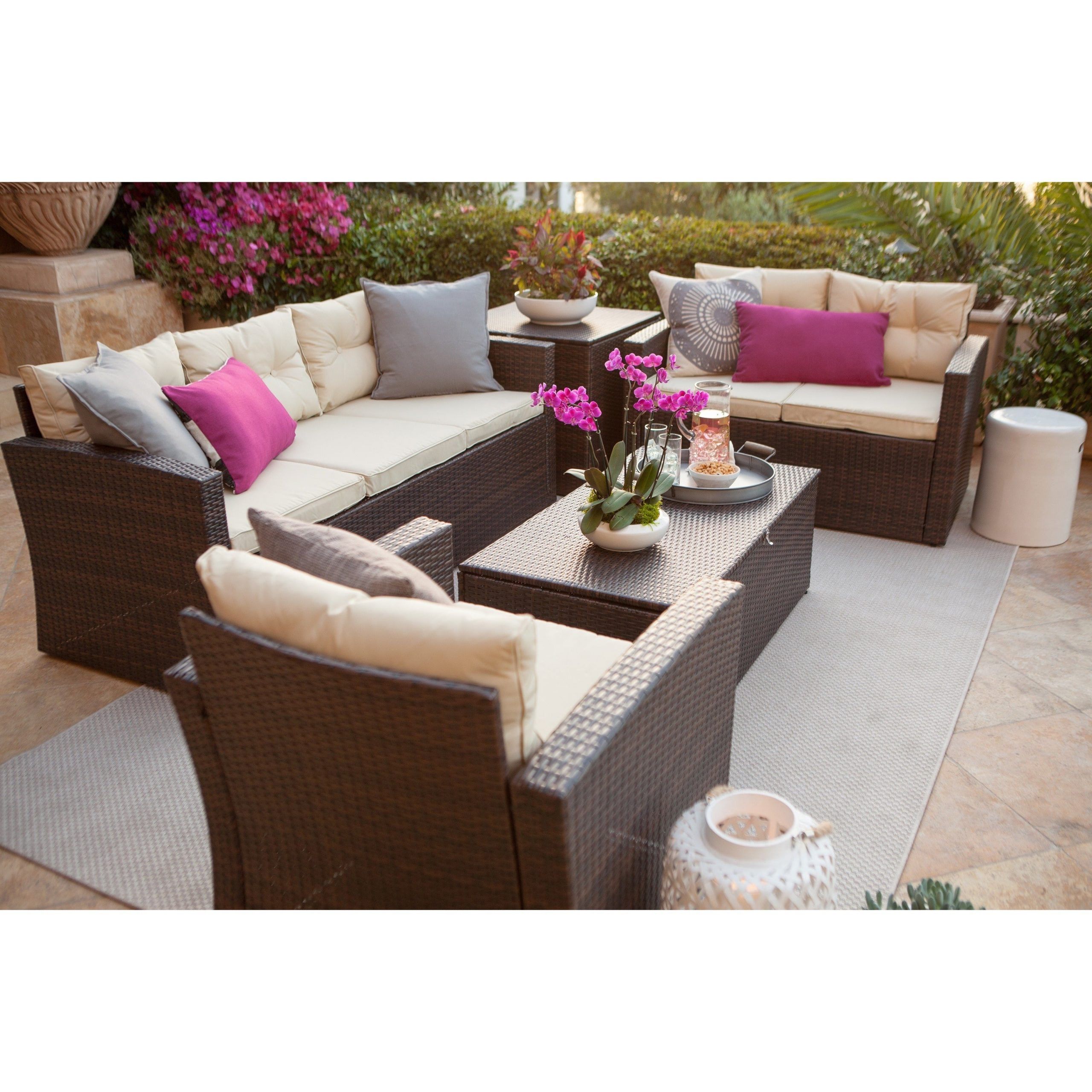 Most Recently Released Shop Rio 5 Piece Dark Brown All Weather Wicker Conversation Set With With Regard To Brown Patio Conversation Sets With Cushions (View 2 of 15)