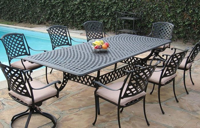 Most Recently Released Wrought Iron Patio Rectangular Dining Table Design 2 And Chairs Inch Throughout Wide Silver Metal Outdoor Picnic Tables (View 10 of 15)