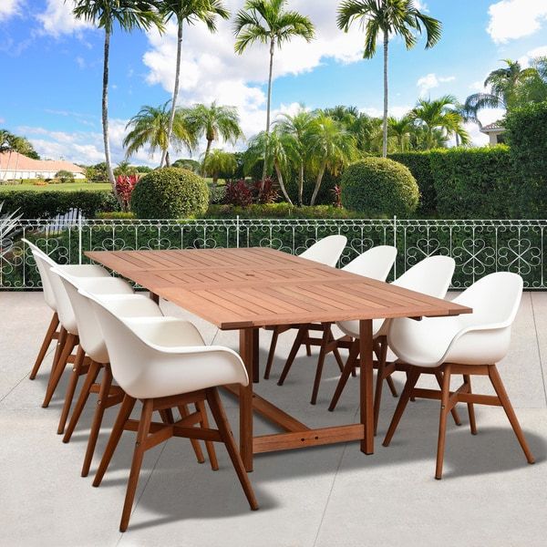 Most Up To Date Amazonia Deluxe Hawaii White Wood/resin 9 Piece Rectangular Patio In White Outdoor Patio Dining Sets (View 10 of 15)