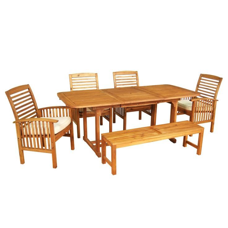 Most Up To Date Brown Acacia 6 Piece Patio Dining Sets With Regard To 6pc Acacia Patio Dining Set With Cushions – Brown – Saracina Home (View 13 of 15)