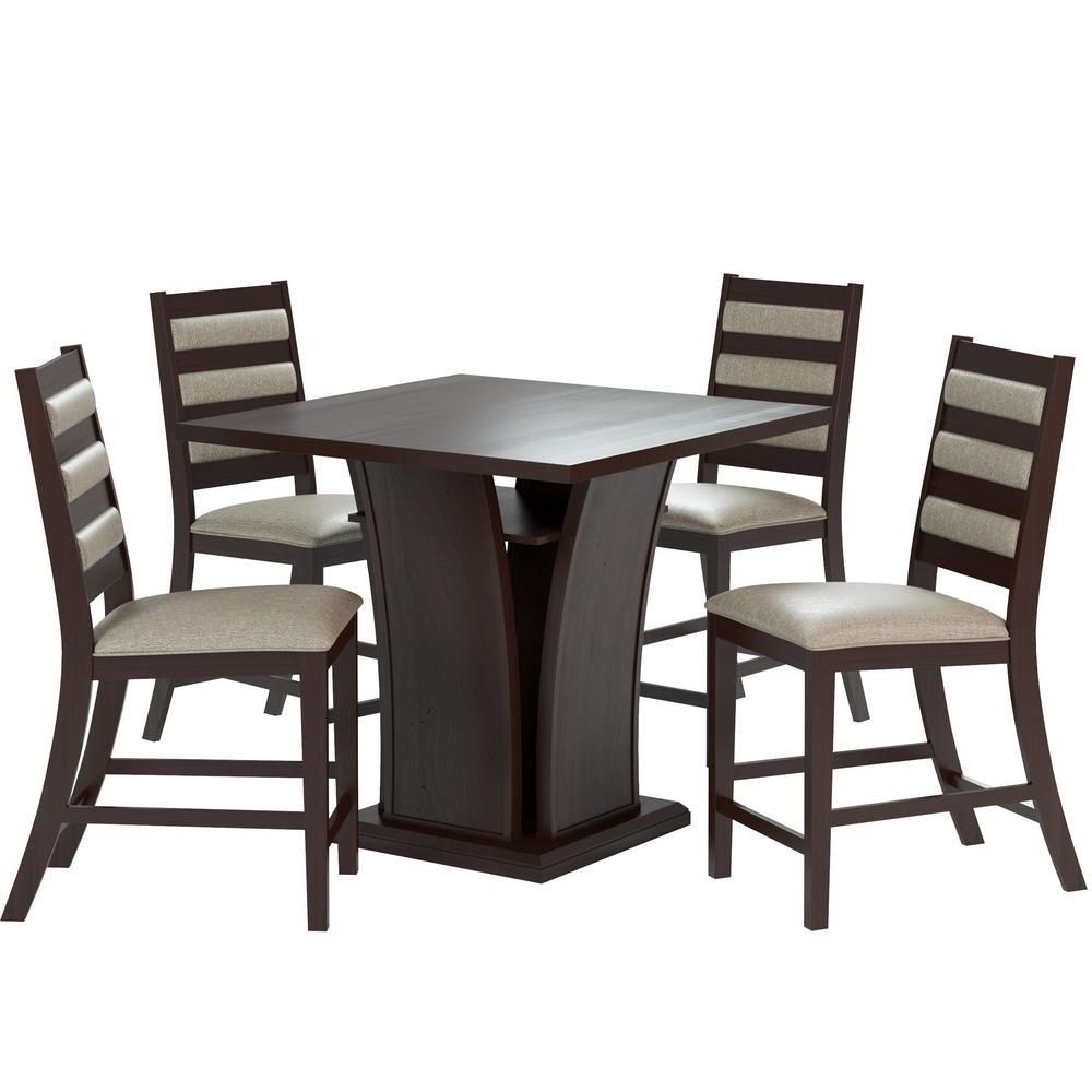 Most Up To Date Corliving Bistro 5 Piece Counter Height Cappuccino Dining Set With For 5 Piece Cafe Dining Sets (View 10 of 15)