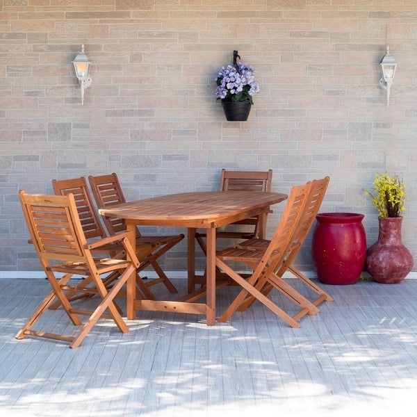 Most Up To Date Extendable Patio Dining Set Intended For Amazonia Extendable 7 Piece Patio Dining Set – Overstock –  (View 12 of 15)