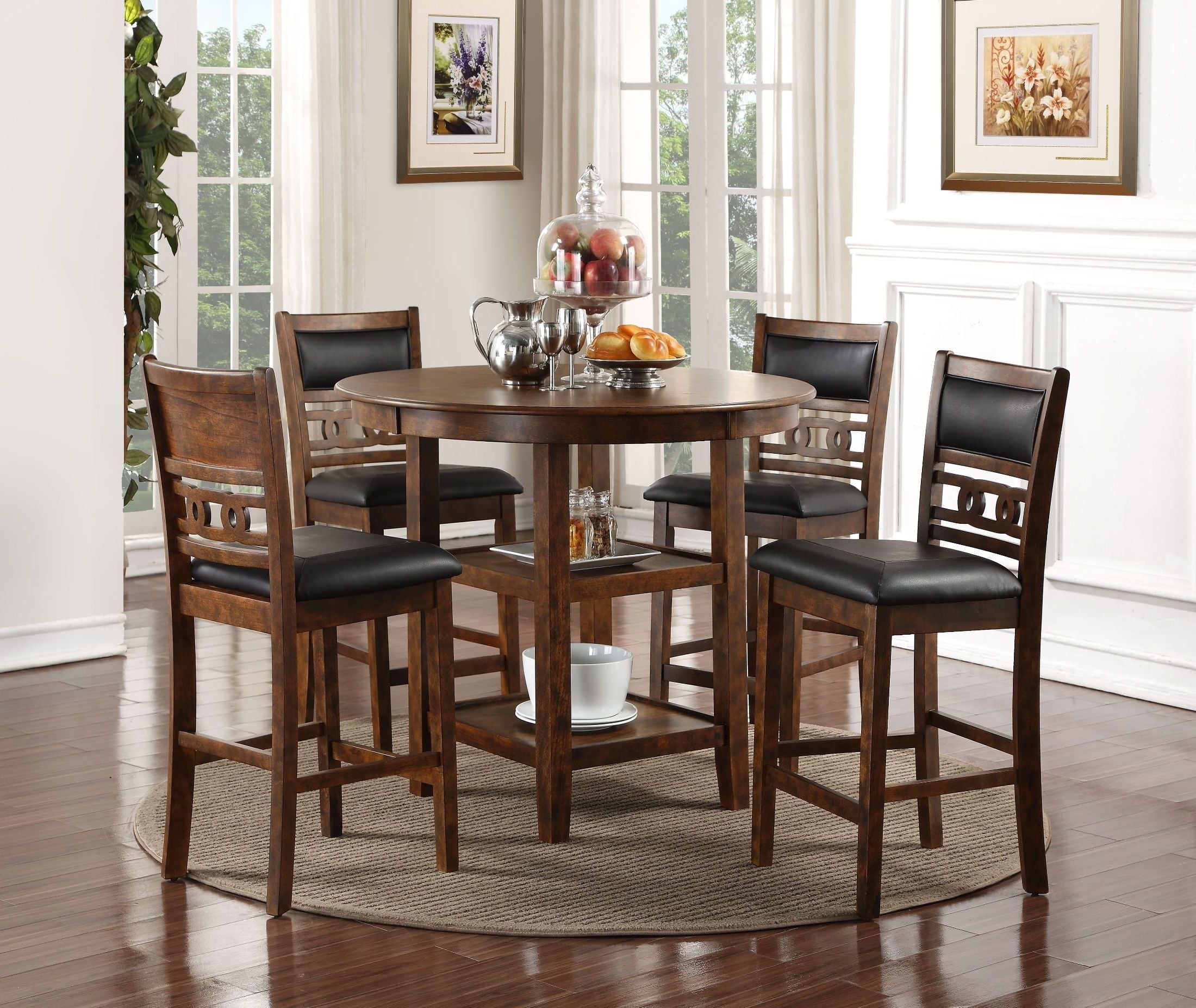 Most Up To Date Gia Cherry 5 Piece Round Counter Height Dining Room Set From New For 5 Piece Round Dining Sets (View 5 of 15)