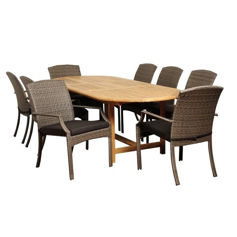 Most Up To Date International Home Amazonia Teak 9 Piece Extendable Patio Dining Set (View 13 of 15)
