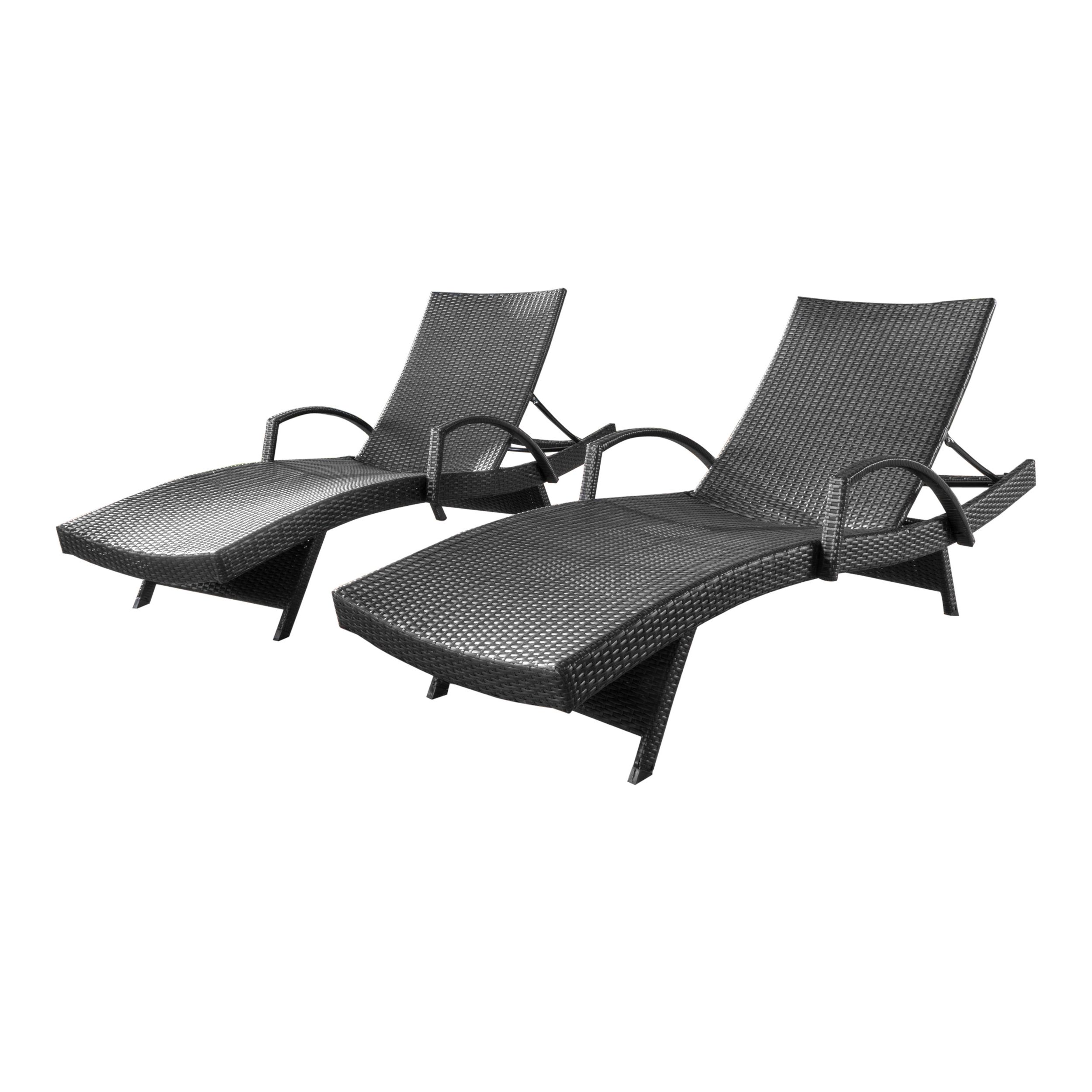 Most Up To Date Marrin Outdoor Grey Wicker Chaise Lounge Chairs (set Of 2) : Lakeport Intended For Steel Arm Outdoor Aluminum Chaise Sets (View 3 of 15)