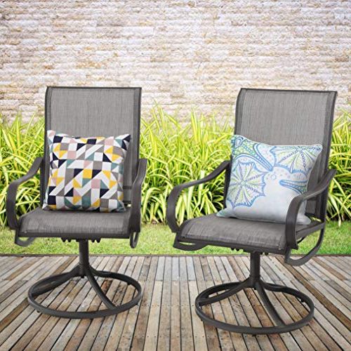 Most Up To Date Mf Studio 2 Pieces Patio Metal Dining Swivel Chairs Bistro Backyard Pertaining To Brown Fabric Outdoor Patio Bar Chairs Sets (View 7 of 15)