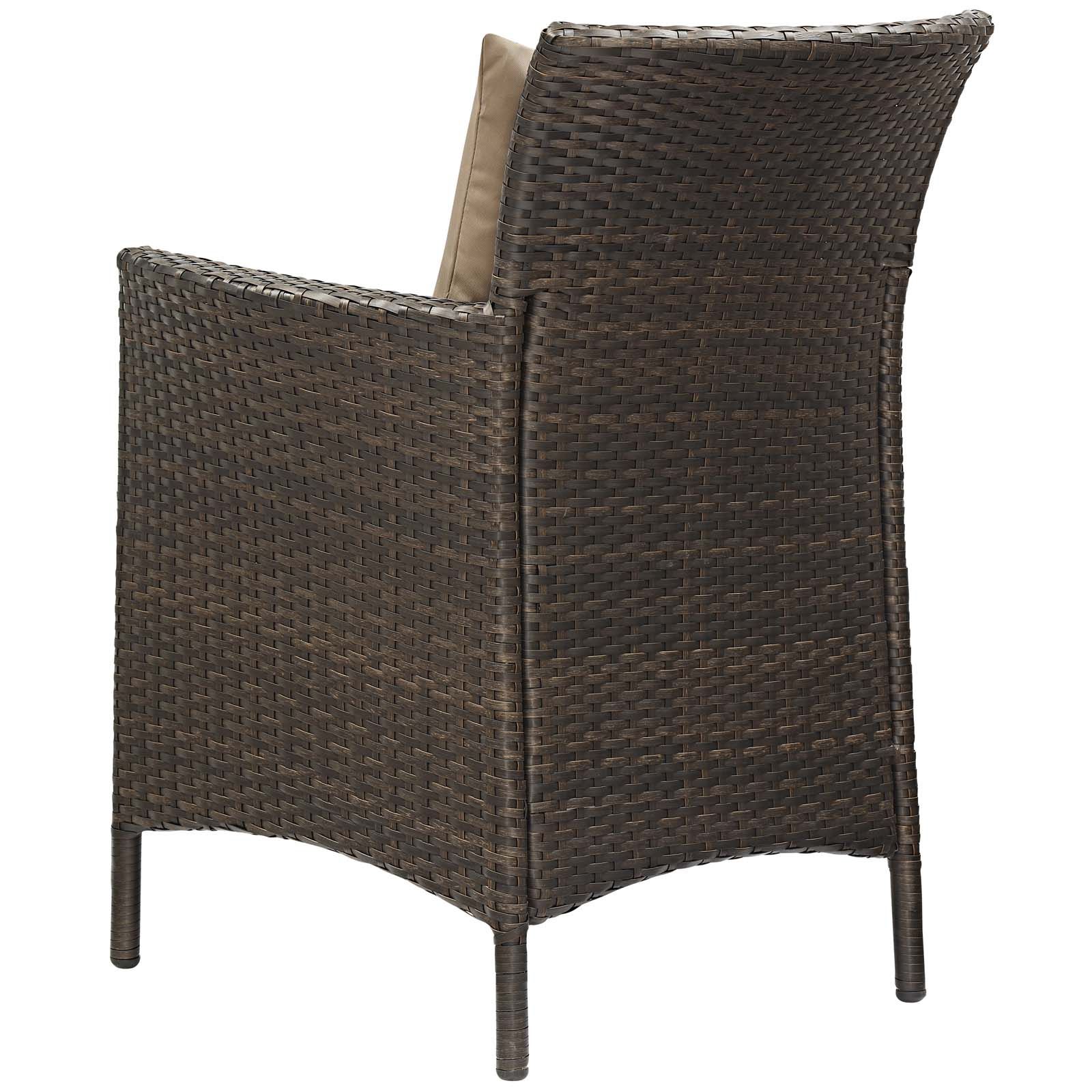 Most Up To Date Mocha Fabric Outdoor Wicker Armchair Sets With Conduit 7 Piece Outdoor Patio Wicker Rattan Dining Set Brown Mocha (View 15 of 15)