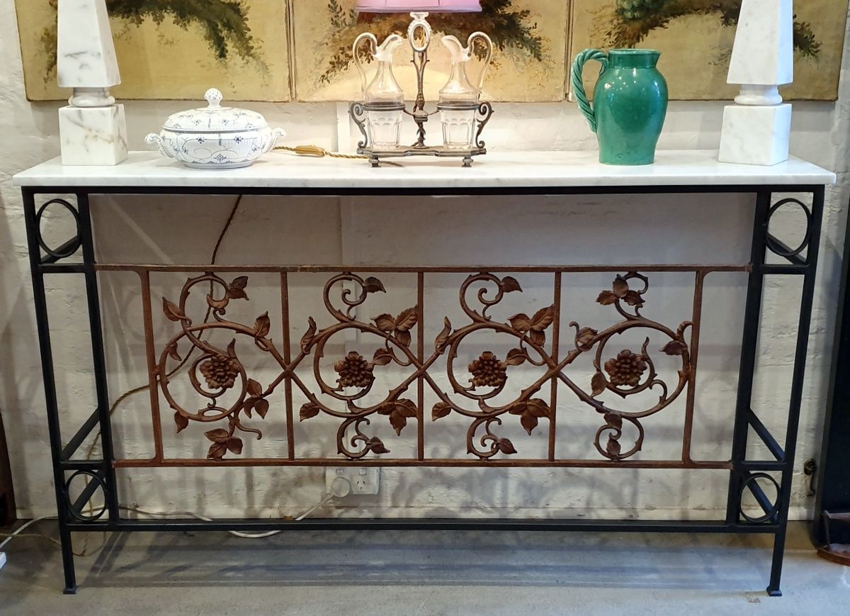 Most Up To Date Wide Silver Metal Outdoor Picnic Tables Inside A Wrought Iron Console Table (View 11 of 15)
