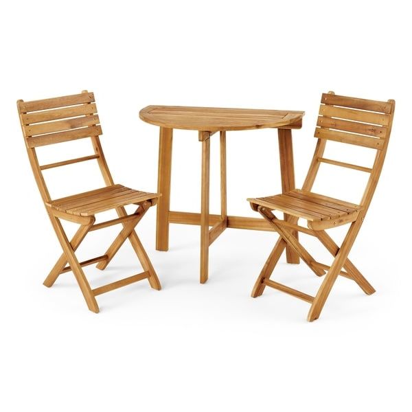 Natural Acacia Wood Bistro Dining Sets With Regard To Best And Newest Westmount Outdoor 2 Seater Half Round Folding Acacia Wood Bistro Table (View 15 of 15)