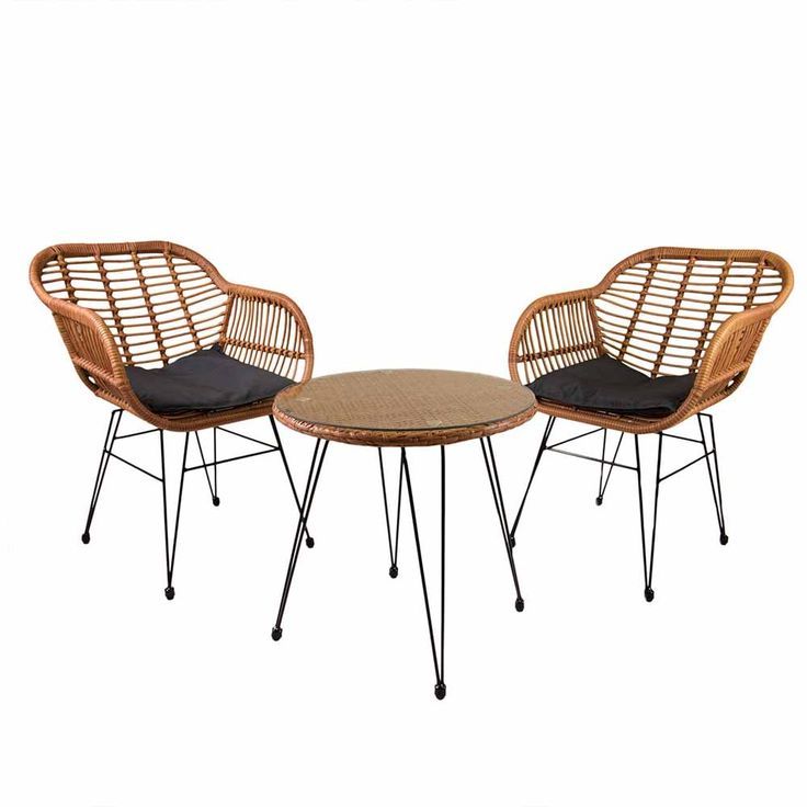 Natural Woven Modern Outdoor Chairs Sets Inside Preferred Charles Bentley Natural Wicker Bistro Set In  (View 11 of 15)