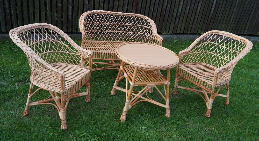 Natural Woven Modern Outdoor Chairs Sets With Trendy Garden Furniture Set Chairs Sofa Table Outdoor Patio Conservatory (View 14 of 15)