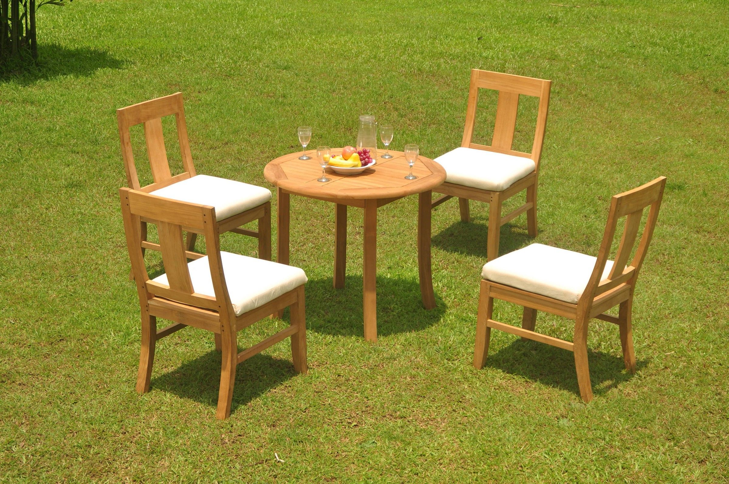 Newest Armless Round Dining Sets With Regard To Grade A Teak Dining Set: 4 Seater 5 Pc: 36" Round Table And 4 Osborne (View 3 of 15)