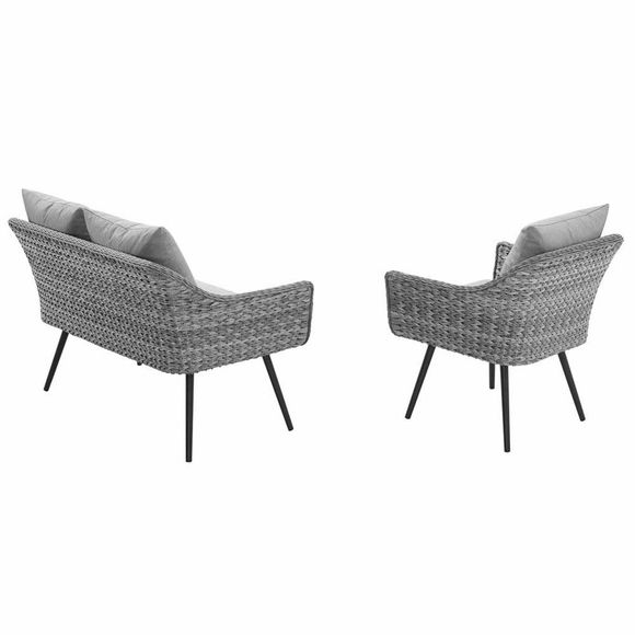 Newest Endeavor 2 Piece Outdoor Patio Wicker Rattan Sectional Sofa Set In Gray Within 2 Piece Outdoor Wicker Sectional Sofa Sets (View 14 of 15)