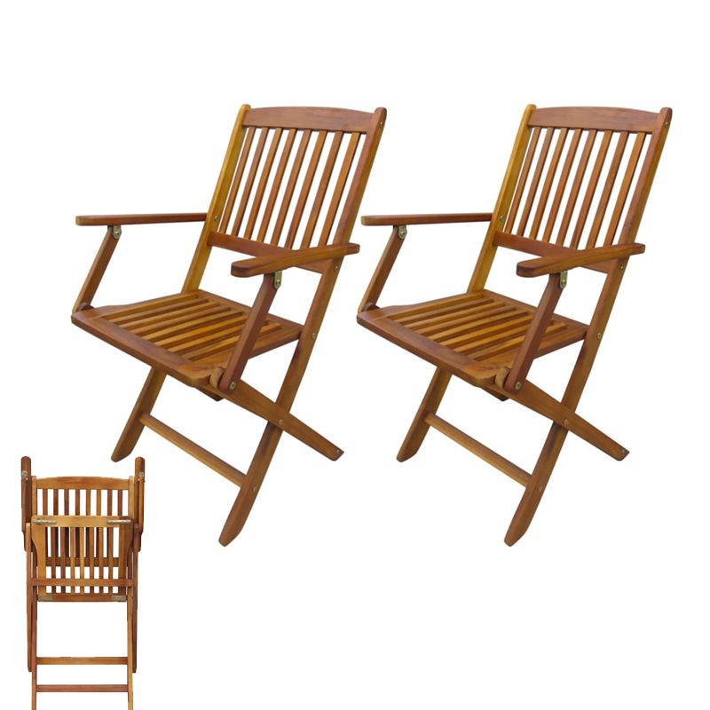 Newest Eucalyptus Stackable Patio Chairs In Folding Garden Chairs 2 Pcs Solid Eucalyptus Wood Patio Outdoor Home (View 15 of 15)