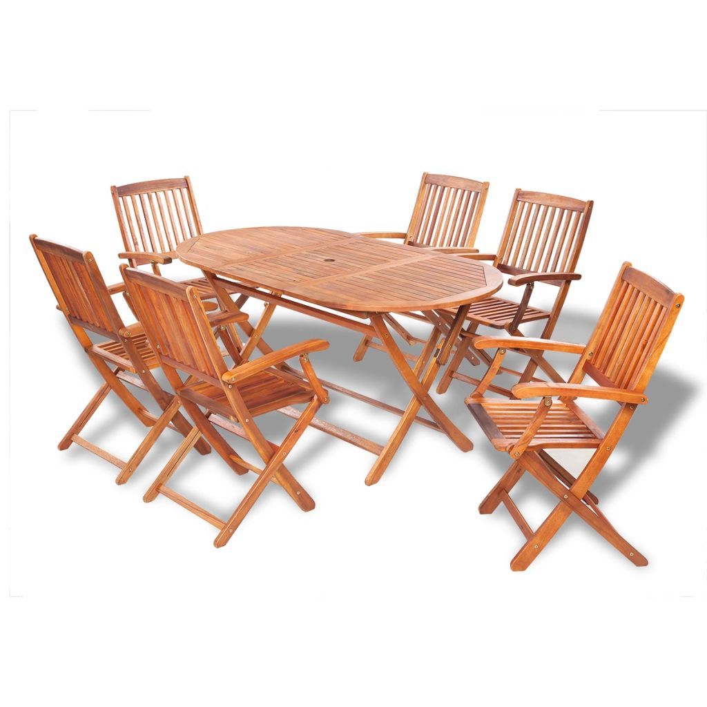Newest Otviap 7 Piece Outdoor Dining Set Solid Acacia Wood – Walmart With Regard To Acacia Wood Outdoor Seating Patio Sets (View 7 of 15)