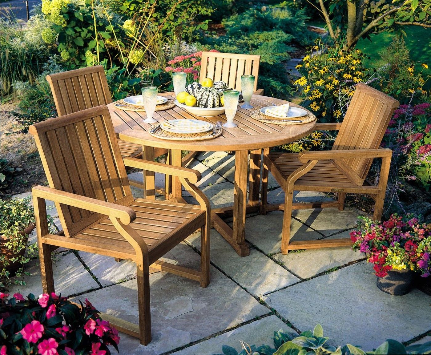 Newest Round Teak And Eucalyptus Patio Dining Sets With Regard To Essex Round Dining Table, Teak (View 8 of 15)
