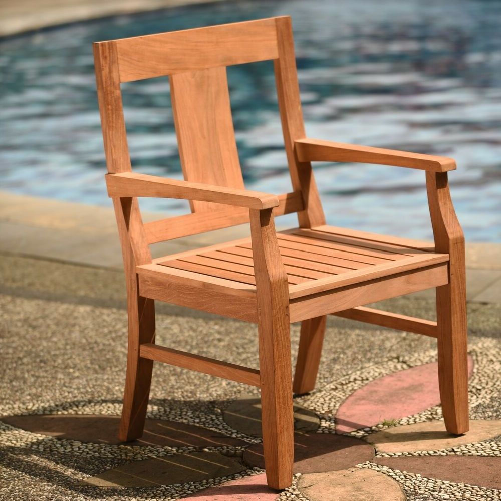 Newest Teak Outdoor Armchairs For Dcos A Grade Teak Wood Dining Arm Chair Outdoor Garden Patio Furniture (View 7 of 15)