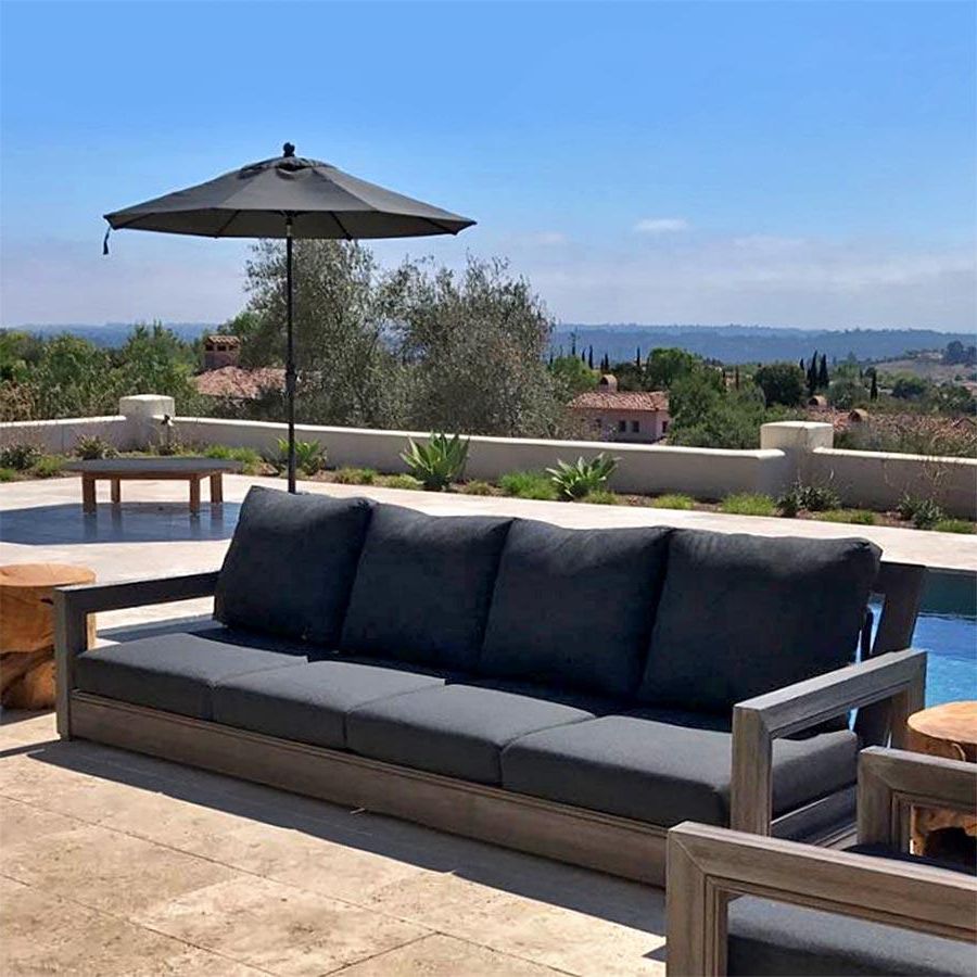 Newest Ventura Teak Outdoor Sofa With Sunbrella Cushion – Iksun Teak Patio Throughout Mist Fabric Outdoor Patio Sets (View 5 of 15)