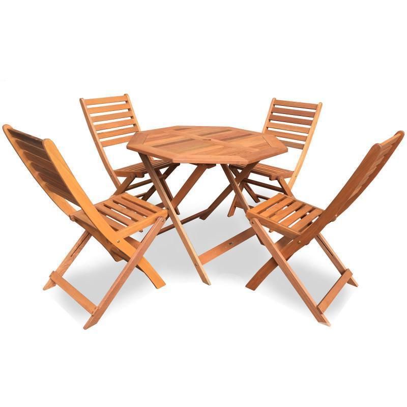 Octagonal Outdoor Dining Sets Intended For Most Recent 5 Pcs Brown Wooden Dining Set Traditional Octagonal Garden Table (View 7 of 15)
