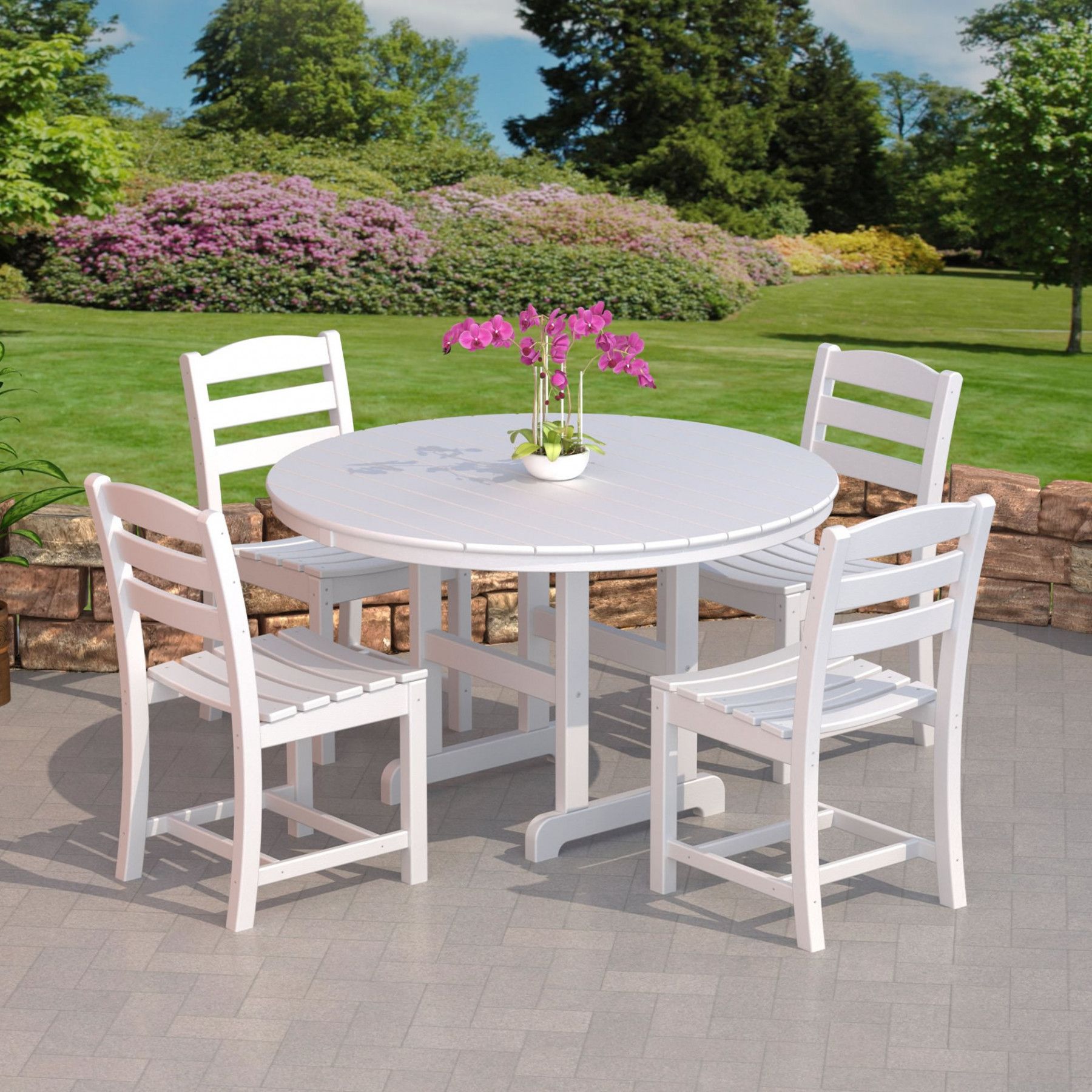 Off White Outdoor Seating Patio Sets Inside Latest Polywood® La Casa Cafe Outdoor Dining Set – Commercial – Collections (View 3 of 15)