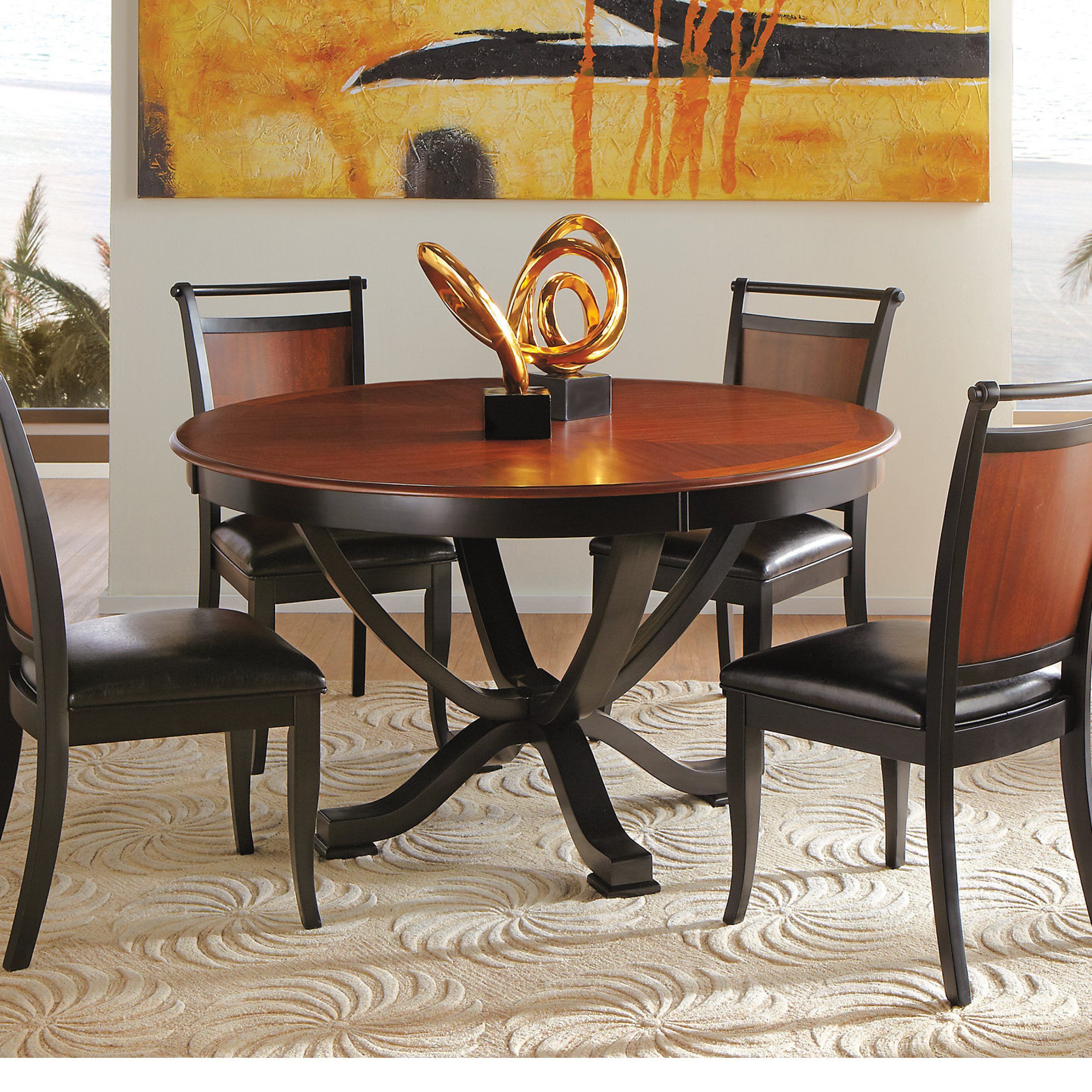 Orland Park Black 5 Pc Round Dining Set – Contemporary Within Most Popular Black Weave Outdoor Modern Dining Chairs Sets (View 13 of 15)