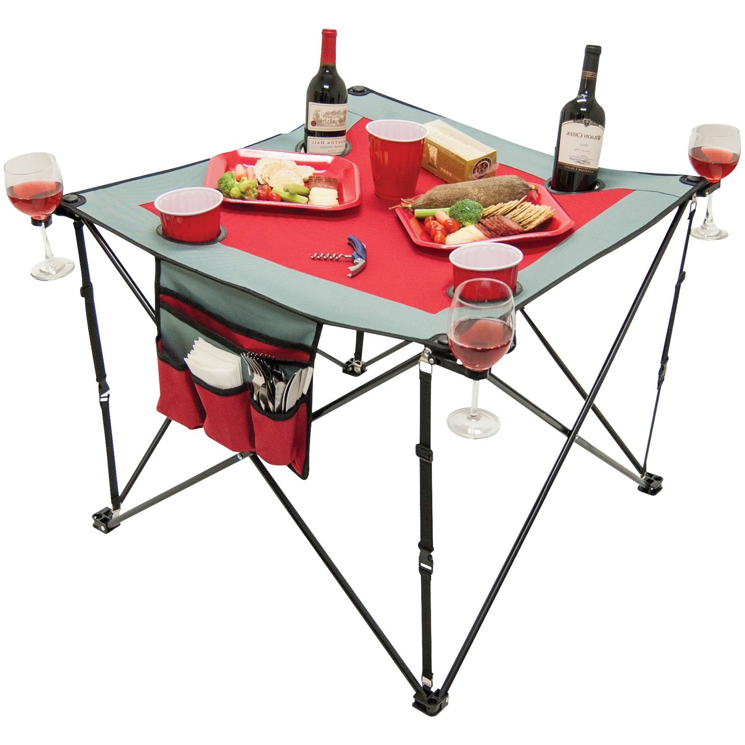Outdoor Chair With Wine Holder Regarding Trendy Creative Outdoor Distributor 820111 Folding Wine Table With Cup Holders (View 15 of 15)