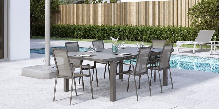Outdoor Furniture Within Gray Wicker Extendable Patio Dining Sets (View 7 of 15)