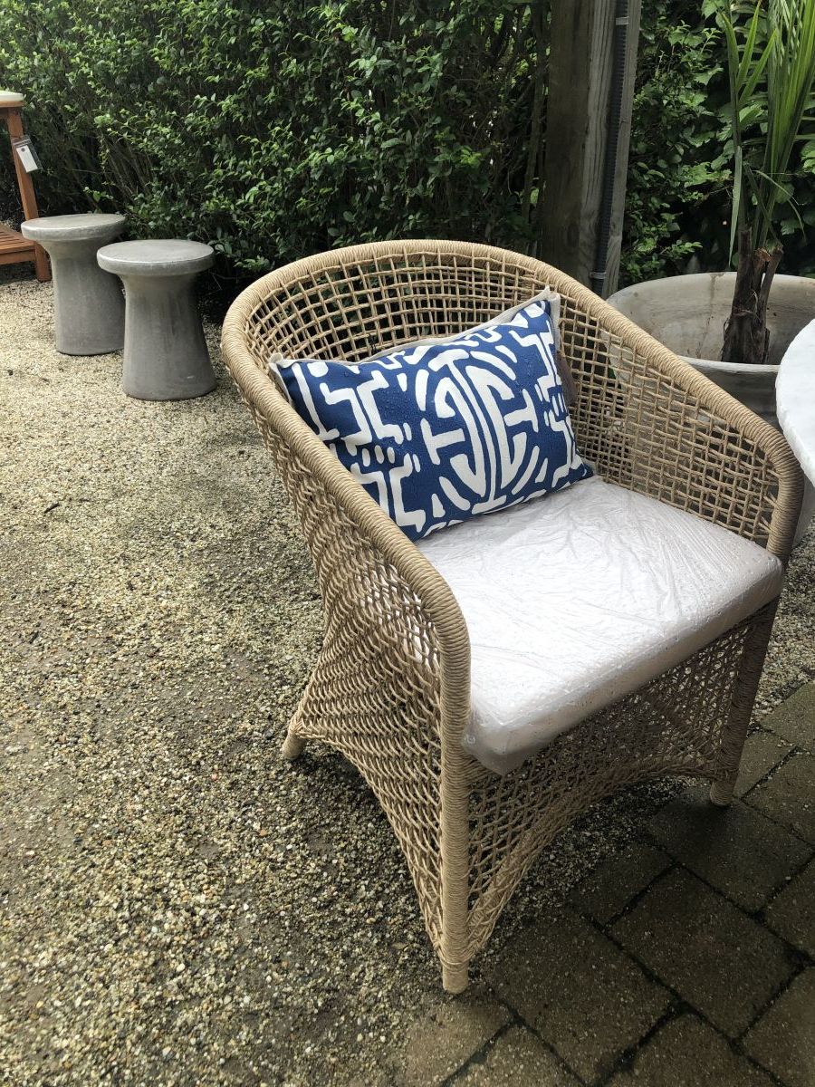 Outdoor Natural Twisted Faux Wicker Arm Chair – Mecox Gardens Inside Most Recent White Fabric Outdoor Wicker Armchairs (View 3 of 15)