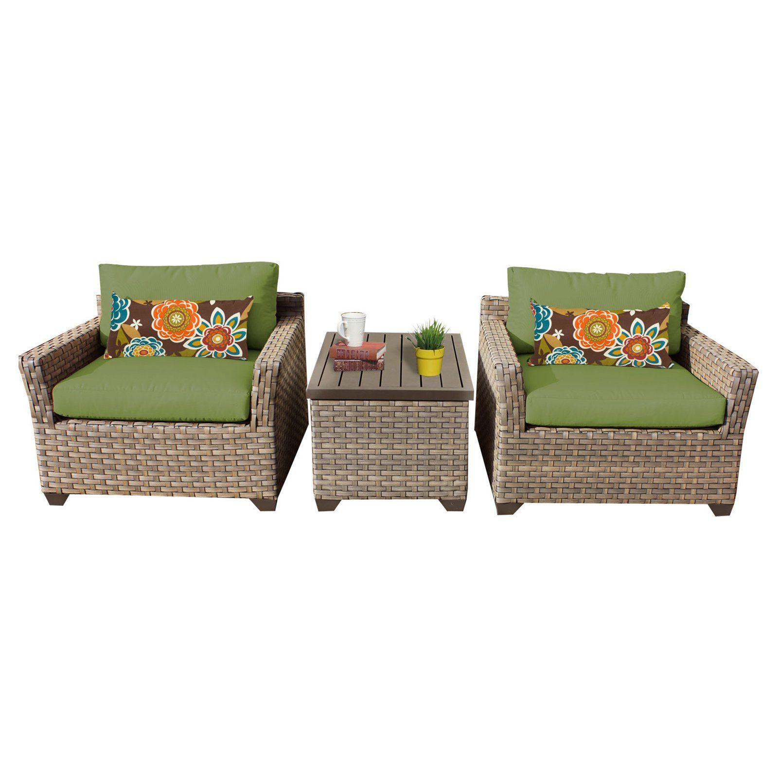 Outdoor Tk Classics Monterey Wicker 3 Piece Patio Conversation Set With Pertaining To Latest Wicker Beige Cushion Outdoor Patio Sets (View 8 of 15)
