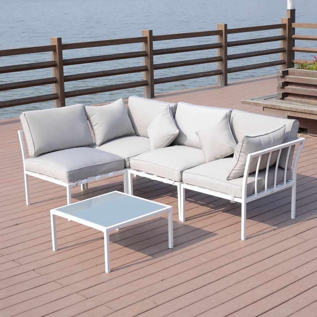 Outsunny 4 Piece Outdoor Furniture Patio Conversation Seating Set Inside Recent 4 Piece Gray Outdoor Patio Seating Sets (View 3 of 15)