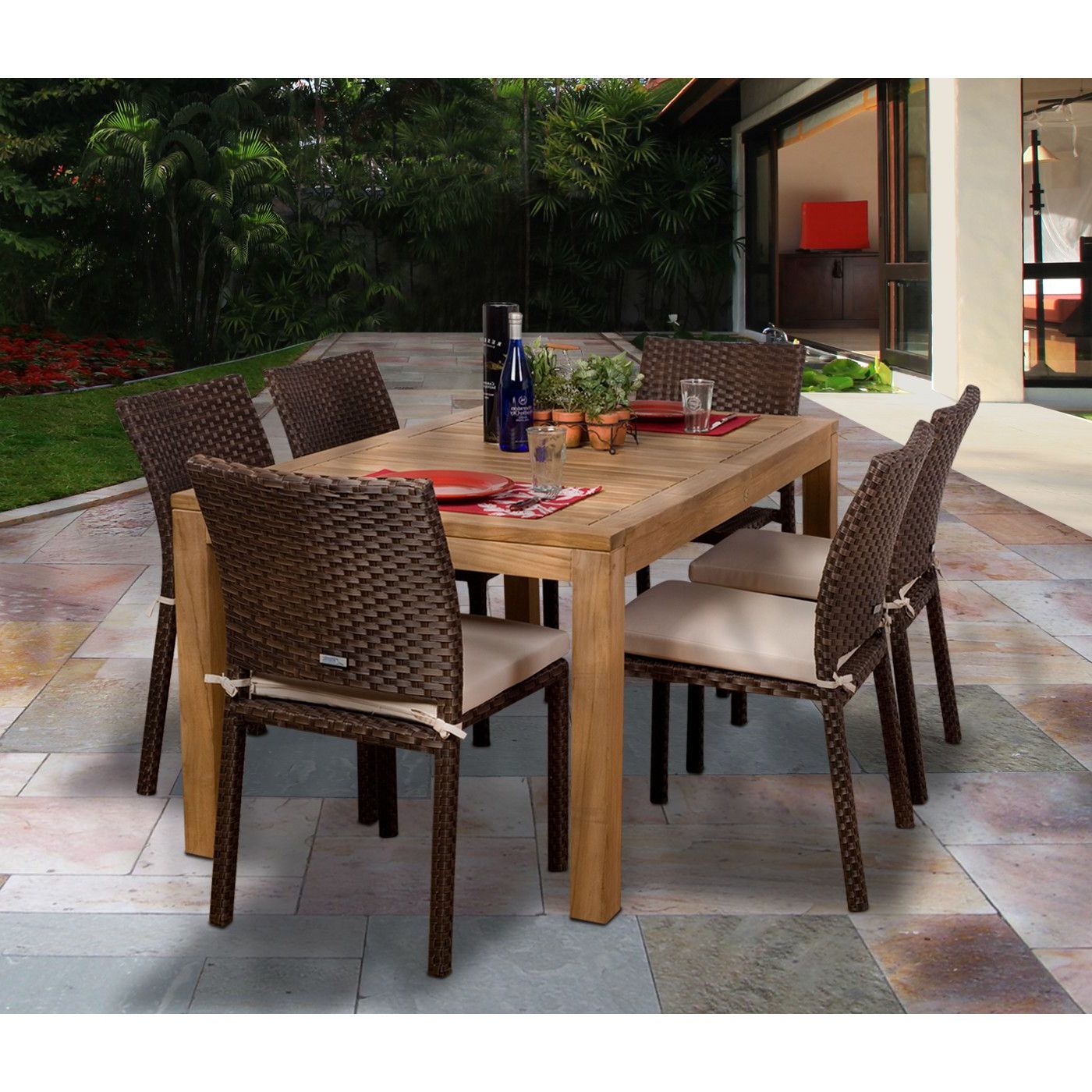 Patio Dining Set Throughout Most Current 7 Pieces Teak Outdoor Dining Sets (View 15 of 15)