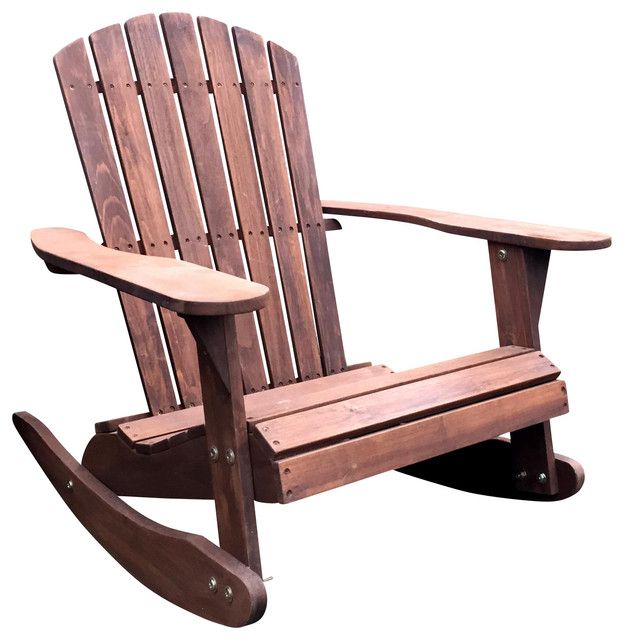 Pelican Hill Wood Adirondack Patio Rocking Chair, Dark Brown – Beach With Regard To Preferred Dark Wood Outdoor Chairs (View 12 of 15)