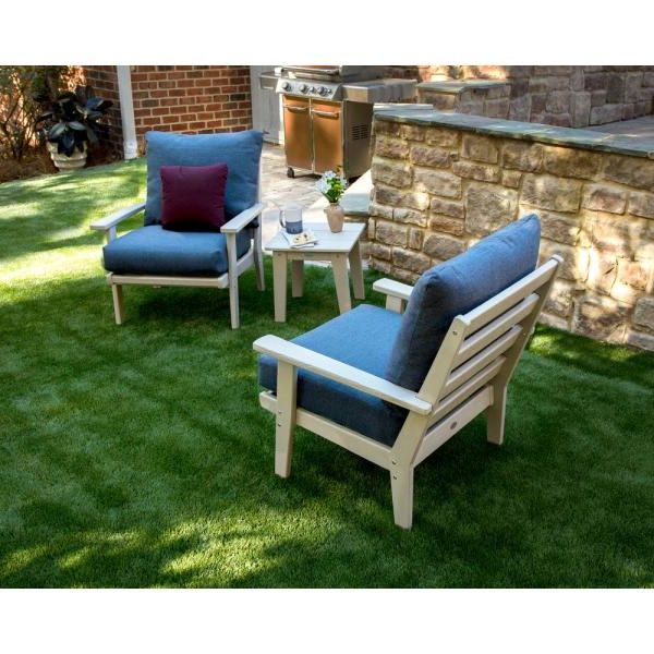 Polywood Grant Park Sand 3 Piece Plastic Patio Deep Seating Set With With Regard To Most Recent Blue 3 Piece Outdoor Seating Sets (View 7 of 15)