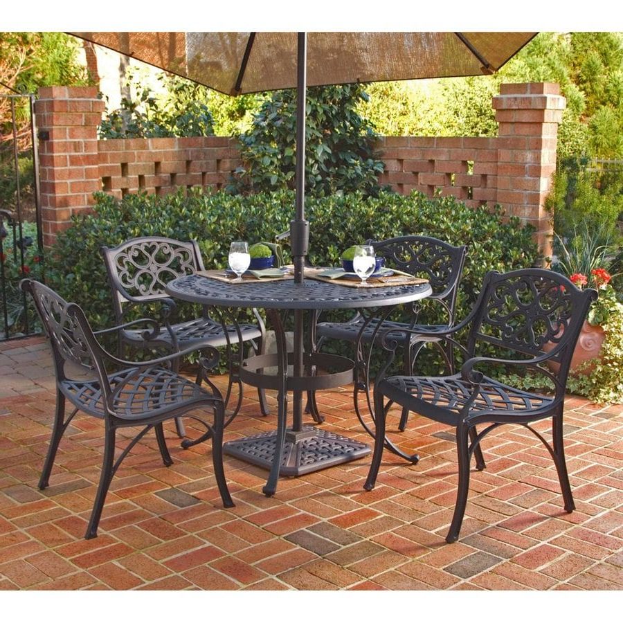 Popular 5 Piece Outdoor Seating Patio Sets In Shop Home Styles Biscayne 5 Piece Black Aluminum Patio Dining Set At (View 7 of 15)