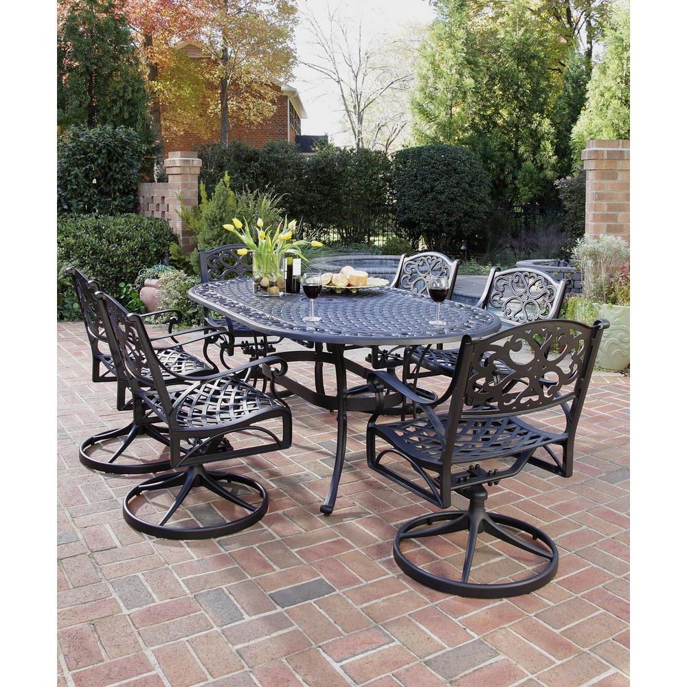 Popular 7 Piece Patio Dining Sets Within Homestyles Sanibel Swivel Black 7 Piece Cast Aluminum Outdoor Dining (View 7 of 15)