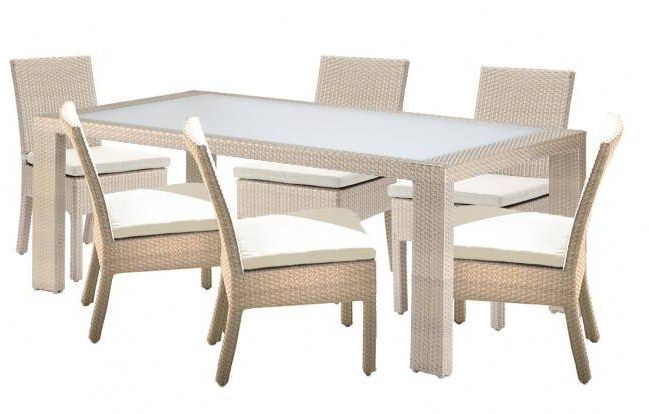 Popular Buy Pelican Reef Cubix Outdoor Dining Set 7 Pcs In Beige, Off White Online With Off White Outdoor Seating Patio Sets (View 7 of 15)