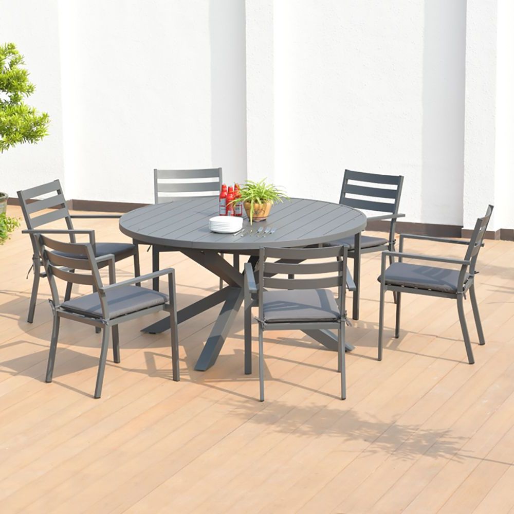 Popular Extendable Patio Dining Set Throughout 5 Pieces Aluminum Outdoor Dining Set With Extendable Table (View 3 of 15)