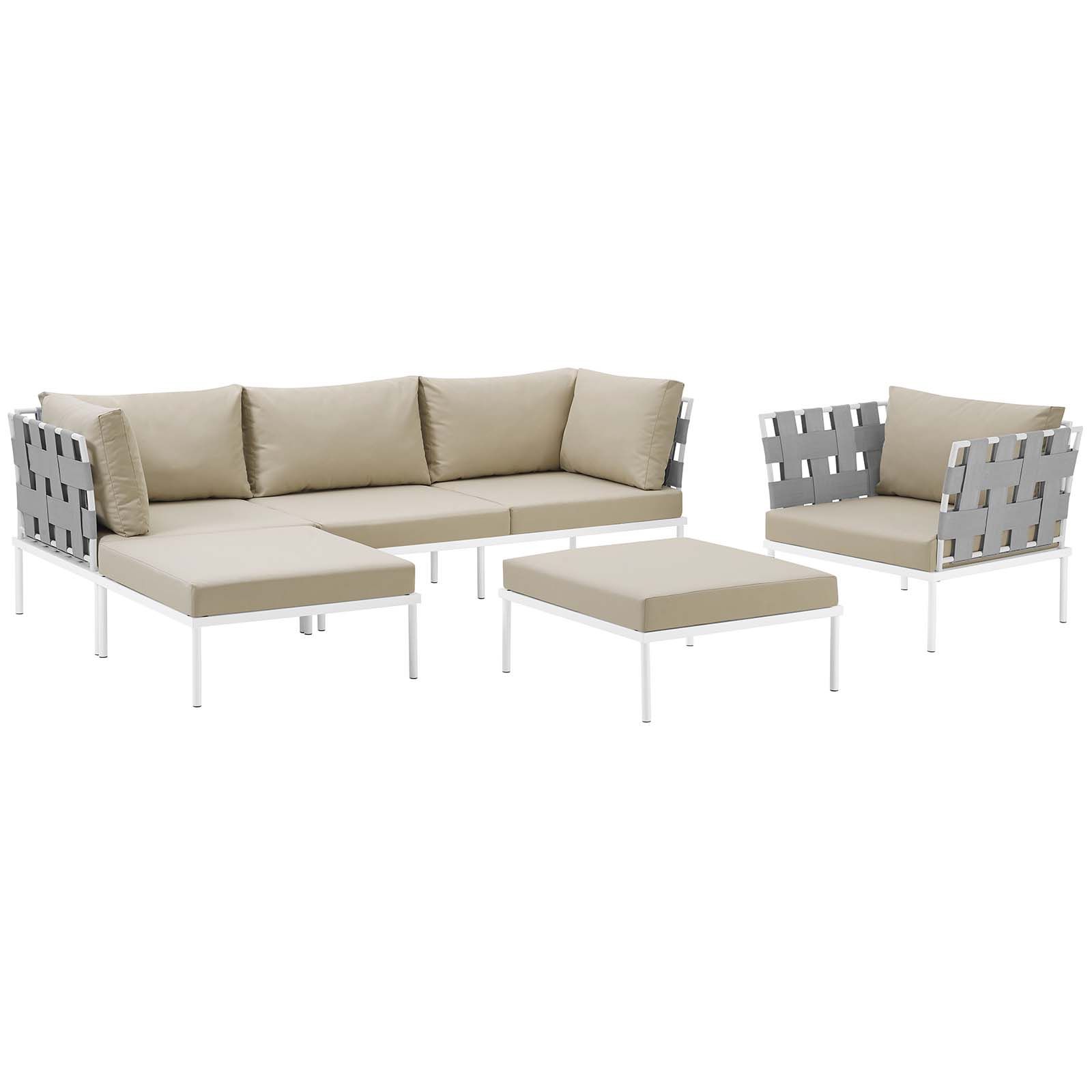 Popular Harmony 6 Piece Outdoor Patio Aluminum Sectional Sofa Set With Regard To 6 Piece Outdoor Sectional Sofa Patio Sets (View 4 of 15)