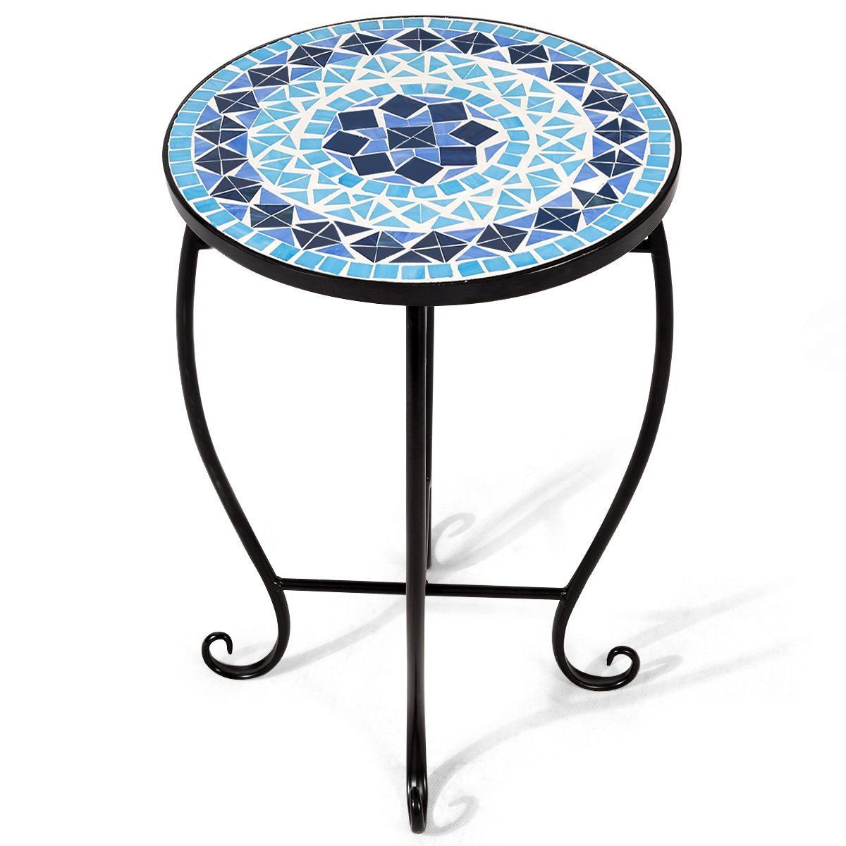 Popular Mosaic Tile Top Round Side Tables With Mosaic Round Side Table Patio (ocean Fantasy) (View 2 of 15)