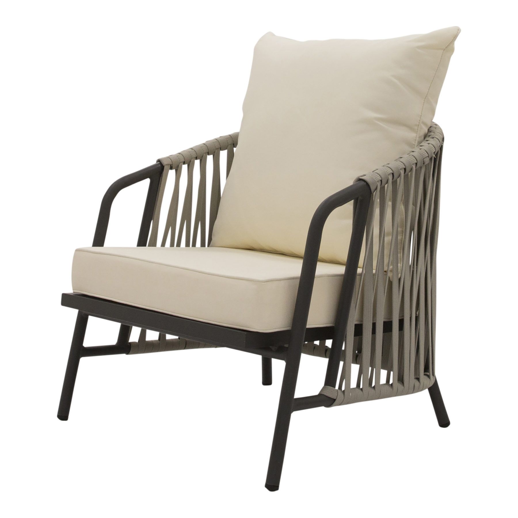 Popular Outdoor Armchairs Inside Anchor Outdoor Armchair / Occasional Chair White + Gunmetal – Huntley (View 9 of 15)