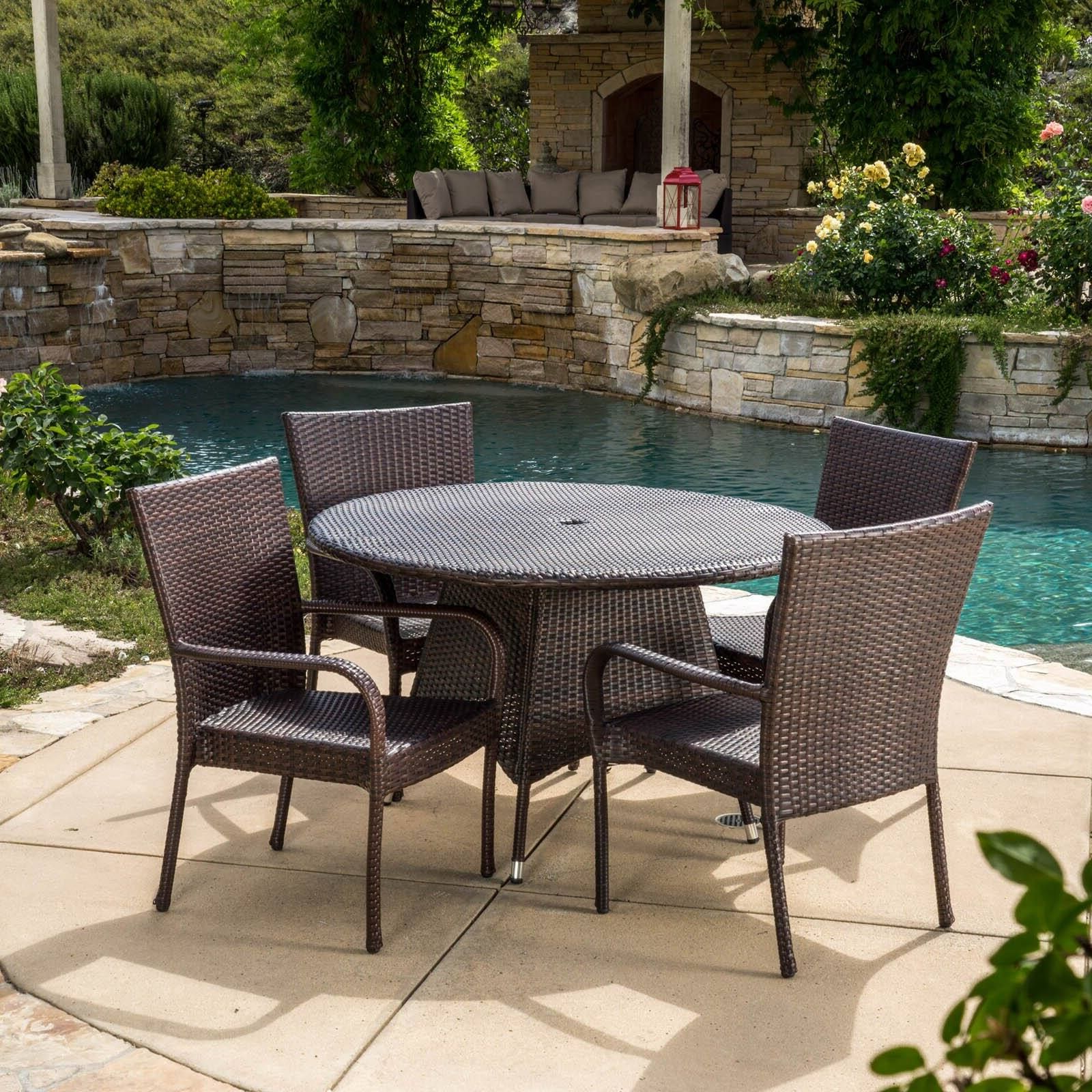 Popular Potter Wicker 5 Piece Round Patio Dining Set – Walmart – Walmart Pertaining To Wicker 5 Piece Round Patio Dining Sets (View 1 of 15)