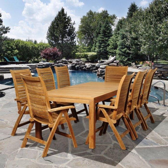 Popular Teak Wood Outdoor Table And Chairs Sets Inside Teak Outdoor Dining Set – With Table And Chairs (View 7 of 15)