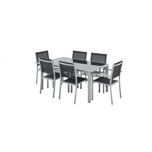 Preferred Black And Gray Outdoor Table And Chair Sets Within Capua: Garden Table And Chairs, Grey / Black (View 12 of 15)
