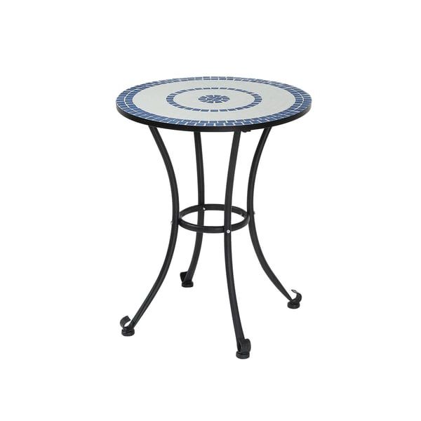 Preferred Blue Mosaic Black Iron Outdoor Accent Tables In Shop Furniture Of America Spector Blue Mosaic And Iron Bistro Table (View 7 of 15)