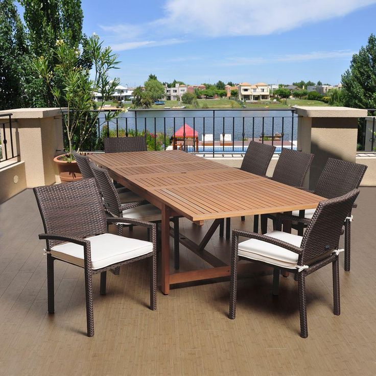 Preferred Gray Wicker Extendable Patio Dining Sets Within Amazonia Yorke 9 Piece Eucalyptus Extendable Rectangular Patio Dining (View 2 of 15)