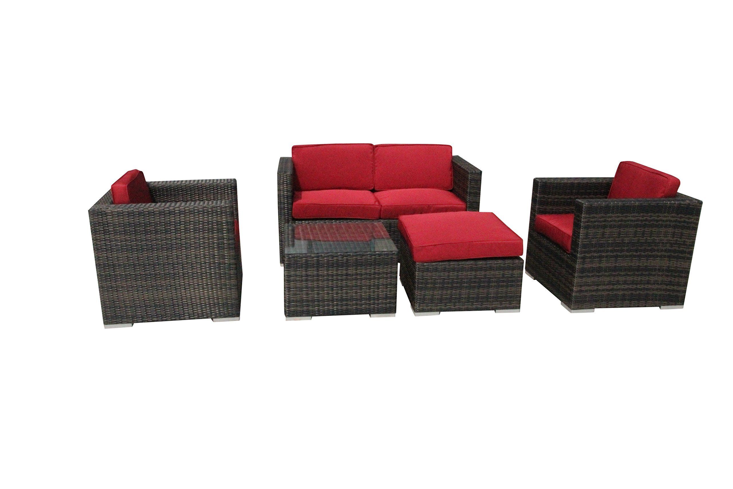 Preferred Red Loveseat Outdoor Conversation Sets In 5 Piece Conversation Set Patio Sofa Set Red — Visit The Image Link (View 8 of 15)