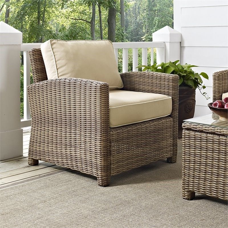 Rattan Wicker Sand Outdoor Seating Sets Intended For Most Current Crosley Bradenton Wicker Patio Chair In Brown And Sand – Ko70023wb Sa (View 12 of 15)